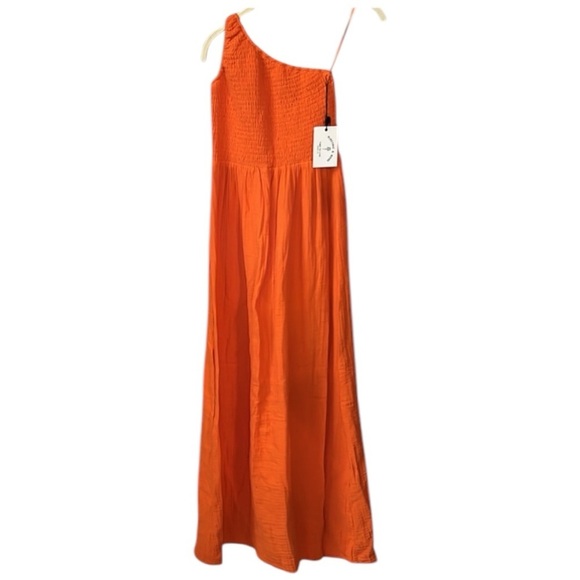 Electric & Rose Cleo One-Shoulder Maxi Dress Size S In Tangerine - Picture 7 of 13